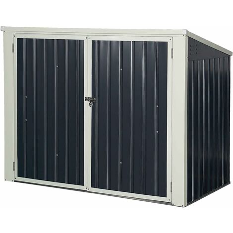 Cobertizo de Jardín Multifunción 173 x 97 x 134 cm Caseta de Metal Exterior para Almacenar Herrmientas Cubo de Basura
