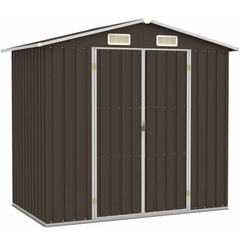 

Cobertizo de jardín acero galvanizado marrón 205x129x183 cm - Marrón