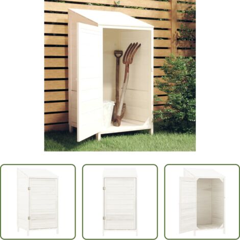 Cobertizo de madera -  Cobertizo de jardín madera de abeto maciza blanco 55x52x112 cm