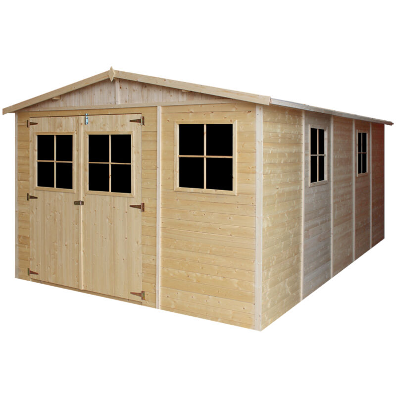 

Cobertizo de madera para jardín - 324x516cm/15m2 Cobertizo de madera natural - Taller de Jardín - Bicicleta, Almacenamiento de herramientas TIMBELA