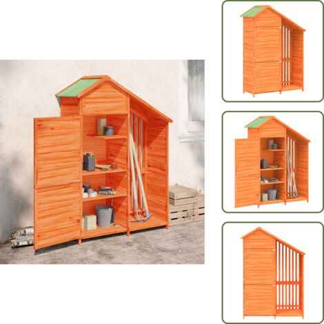 Cobertizo de madera - vidaXL Cobertizo herramientas jardín madera pino marrón 120x53,5x170cm - Cobertizo de pino