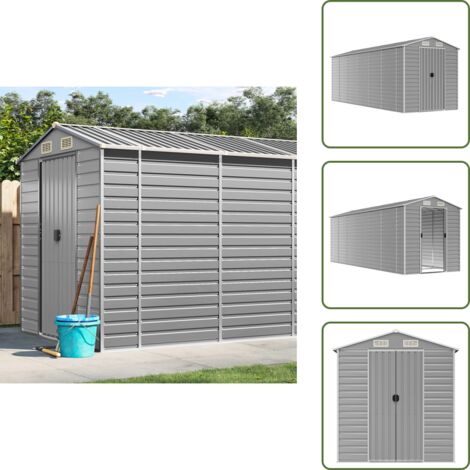 Cobertizo de metal - vidaXL Caseta de jardín gris claro 191x555x198 cm acero galvanizado - Caseta de herramientas