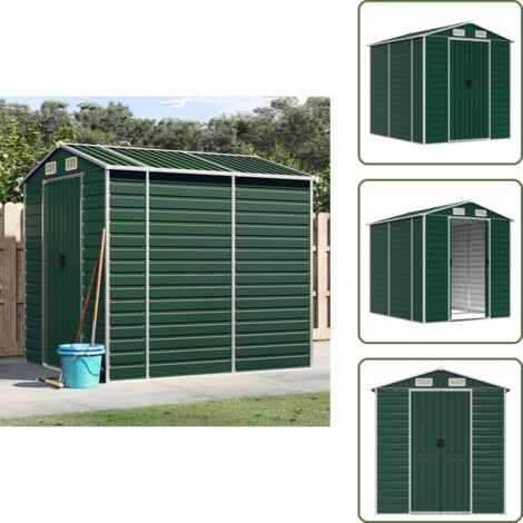 Cobertizo de metal - vidaXL Caseta de jardín verde 191x215x198 cm acero galvanizado - Caseta verde