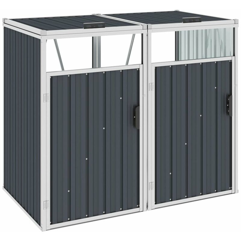 

Cobertizo doble contenedor basura acero antracita 143x81x121 cm
