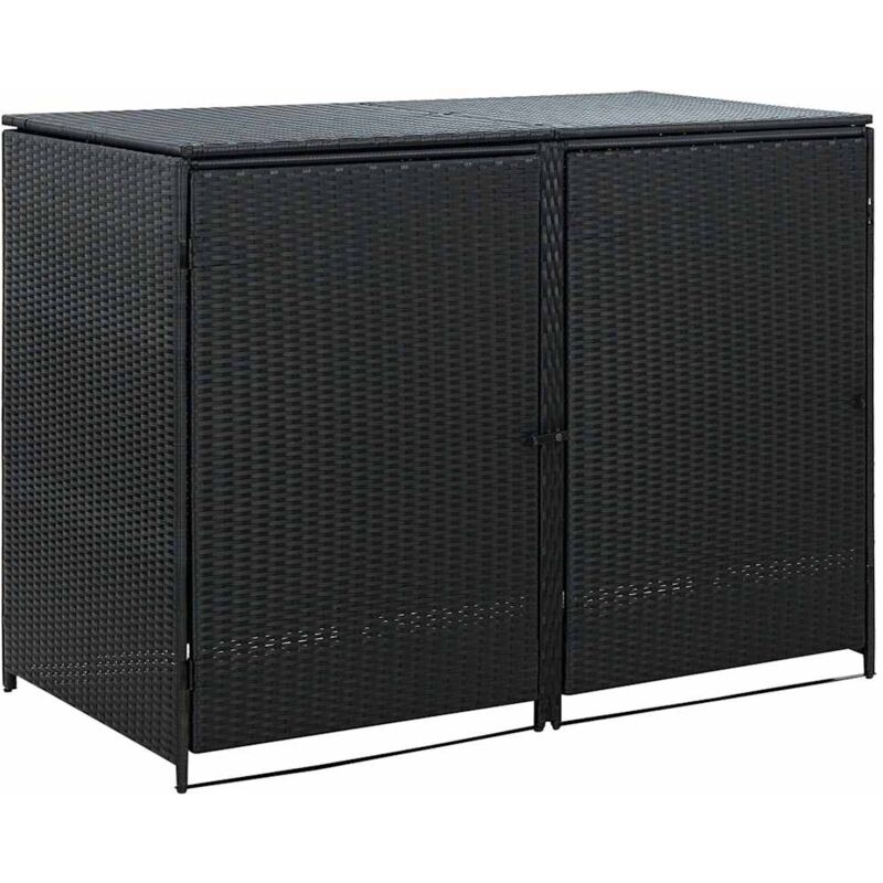 

Cobertizo doble contenedor basura ratán negro 148x80x111cm - Negro - Vidaxl