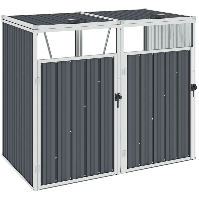 

Cobertizo doble contenedor de basura acero gris 143x81x121 cm - Gris - Vidaxl