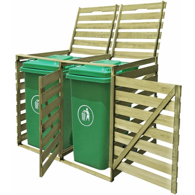 

Cobertizo doble contenedor de basura madera impregnada 240 L
