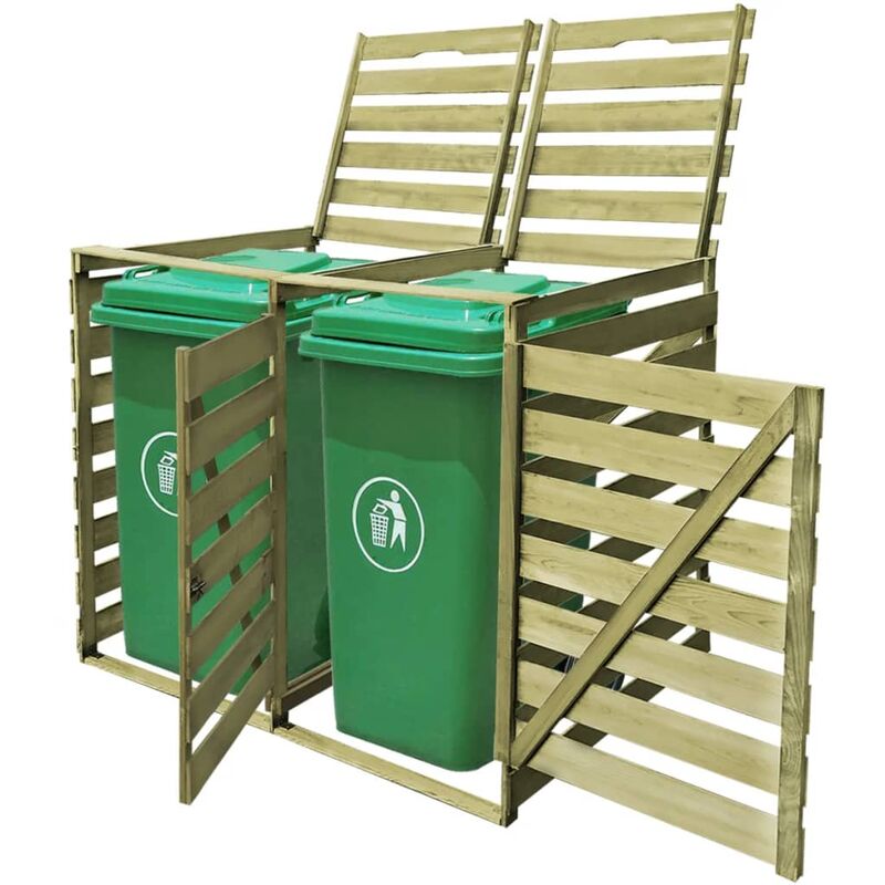 

Cobertizo doble contenedor de basura madera impregnada 240 L