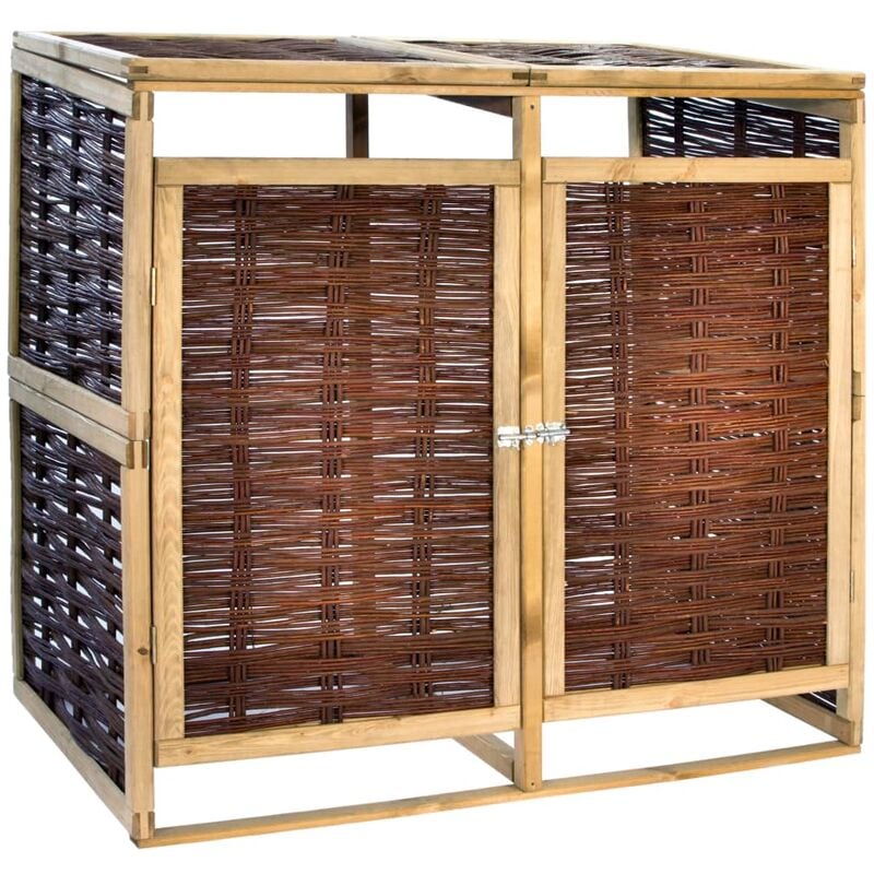 

Cobertizo doble para basura madera de pino y mimbre
