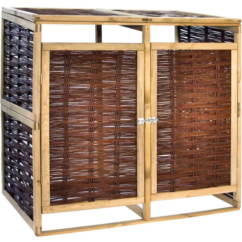 

Cobertizo doble para basura madera de pino y mimbre