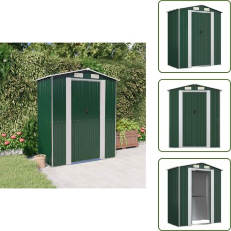 Cobertizo galvanizado - vidaXL Cobertizo de jardín acero galvanizado verde 192x108x223 cm - Almacenamiento exterior
