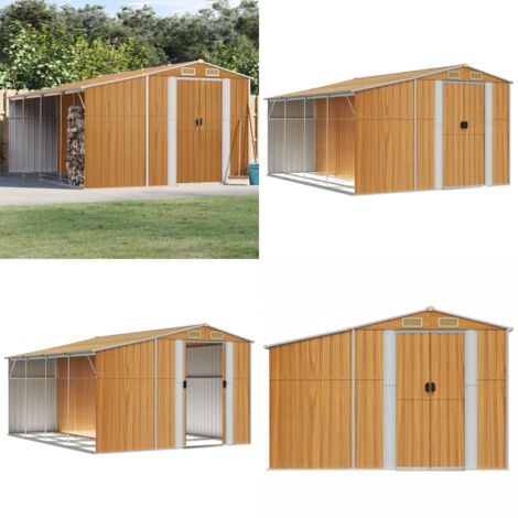 Cobertizo jardín acero galvanizado marrón claro 277x365,5x179cm - Cobertizo metálico - Almacenamiento exterior