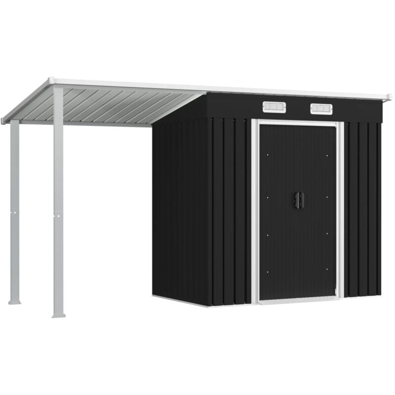 

Cobertizo jardín con tejado extendido acero gris 346x121x181 cm - Gris - Vidaxl