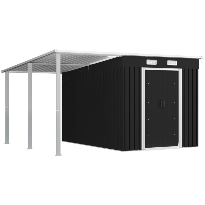 

Vidaxl - Cobertizo jardín con tejado extendido acero gris 336x270x181 cm - Gris