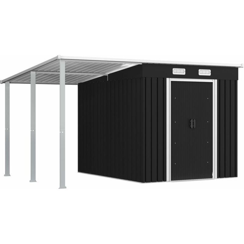 

Bh Design - Cobertizo jardín con tejado extendido acero gris 346x236x181 cm