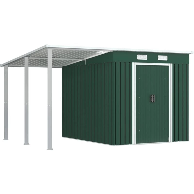 

Vidaxl - Cobertizo jardín con tejado extendido acero verde 346x236x181 cm - Verde
