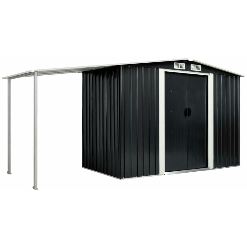 

Cobertizo jardín puertas correderas acero gris 386x131x178 cm