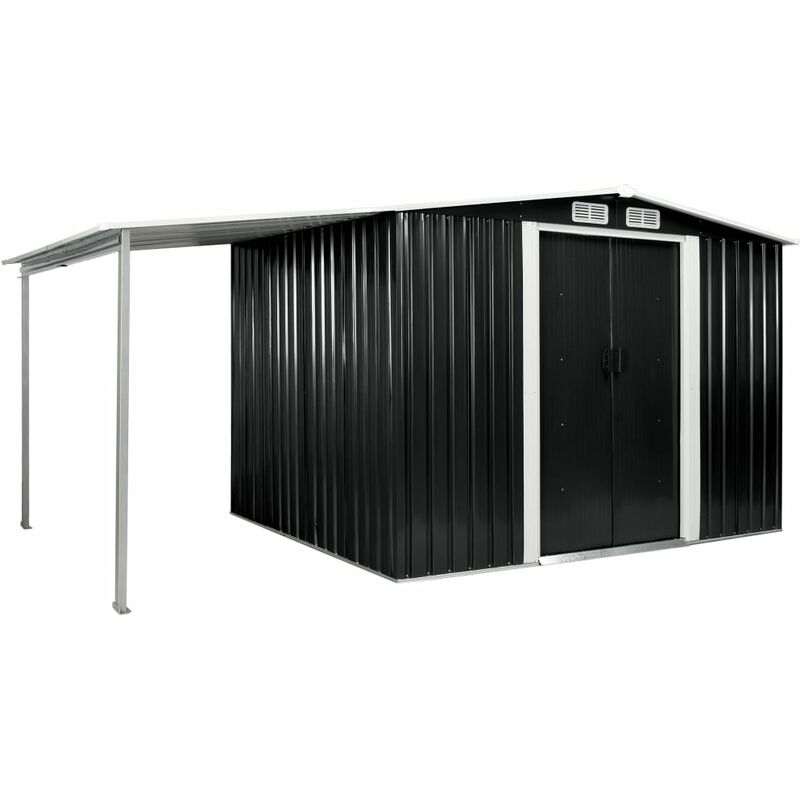 

BHD - Cobertizo jardín puertas correderas acero gris 386x205x178 cm