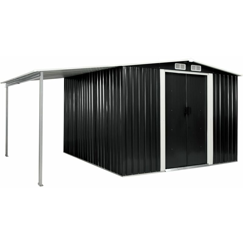 

Bh Design - Cobertizo jardín puertas correderas acero gris 386x259x178 cm