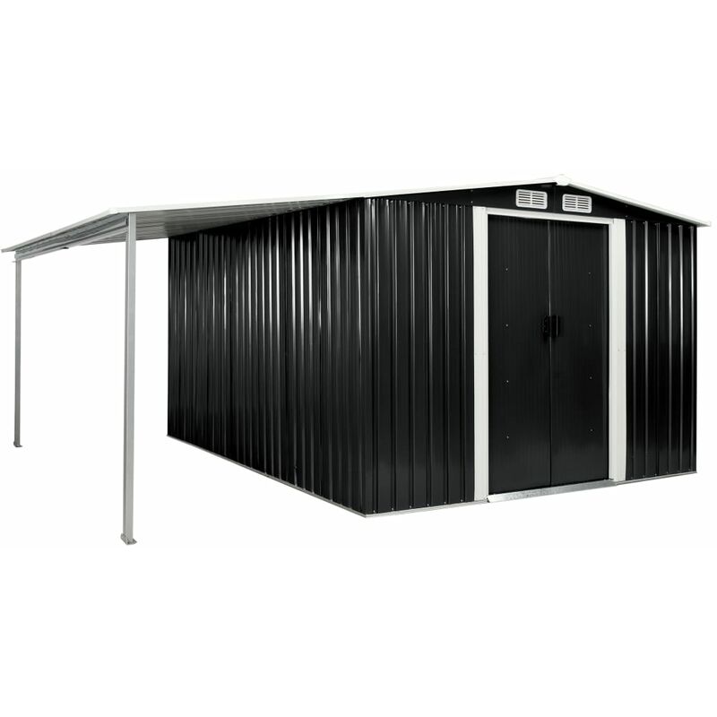 

BHD - Cobertizo jardín puertas correderas acero gris 386x312x178 cm