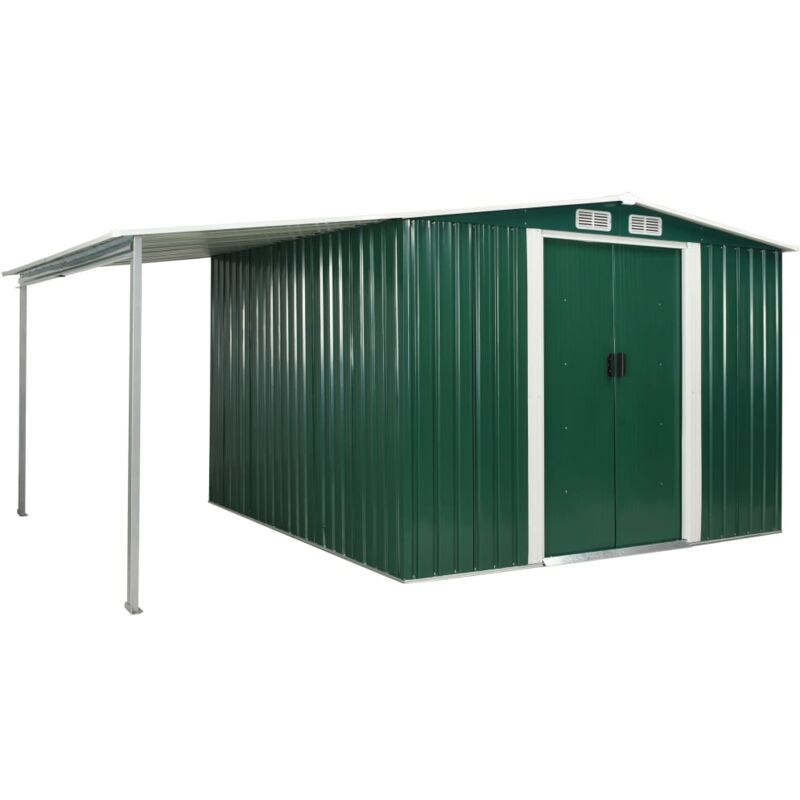 

Cobertizo Jardín Puertas Correderas Acero Verde 386x259x178 cm - Verde - Vidaxl