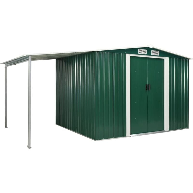 

Cobertizo Jardín Puertas Correderas Acero Verde 386x205x178 cm - Verde - Vidaxl