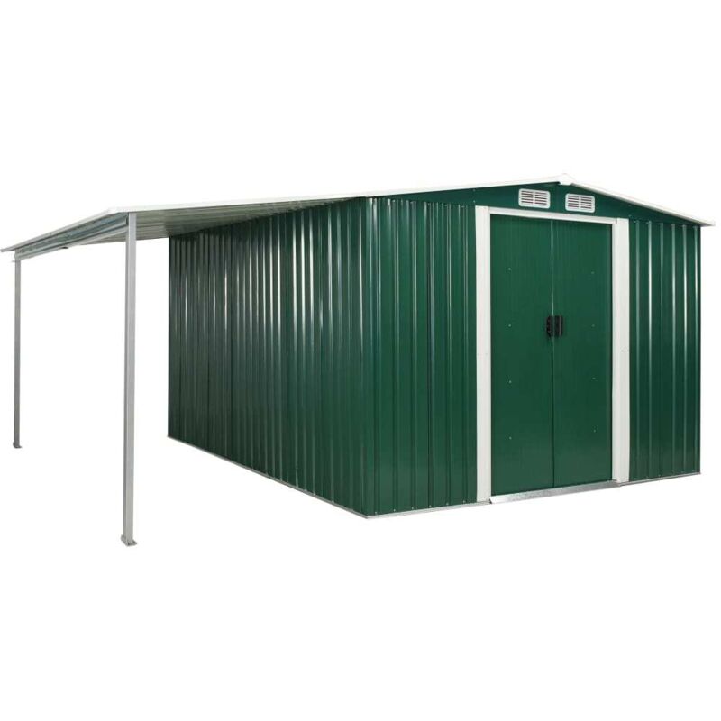 

Cobertizo Jardín Puertas Correderas Acero Verde 386x312x178 cm - Verde - Vidaxl