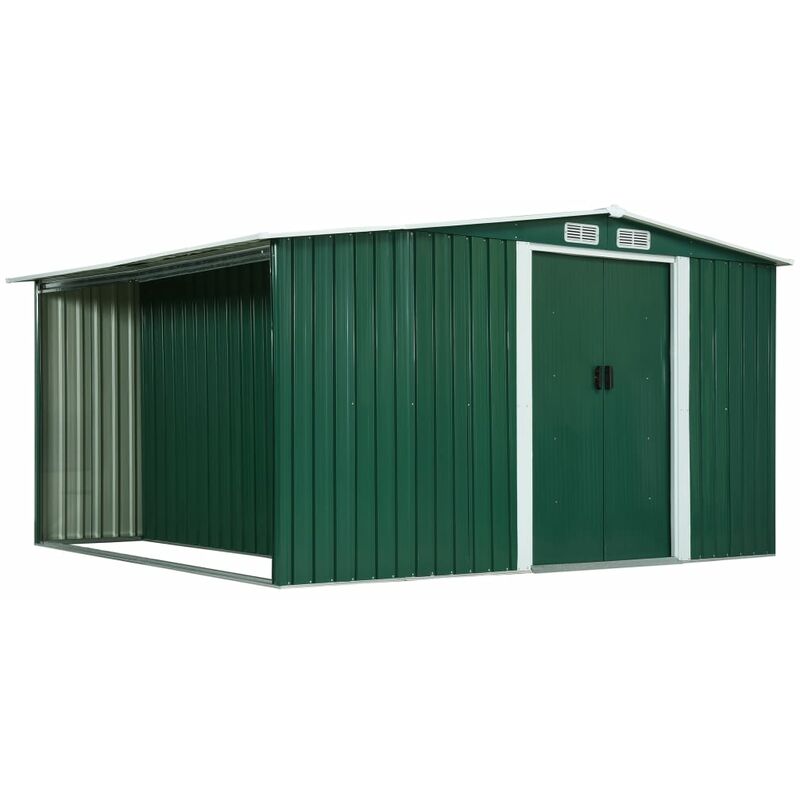

BHD - Cobertizo jardín puertas correderas acero verde 329,5x312x178cm