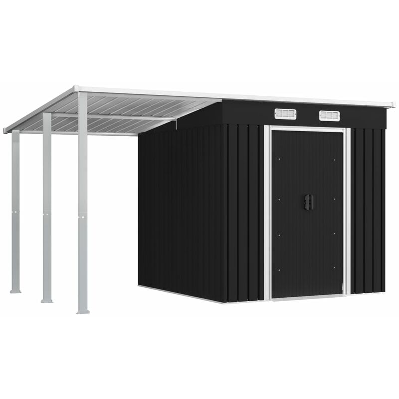 

Youthup - Cobertizo jardín con tejado extendido acero gris 346x193x181 cm - Gris