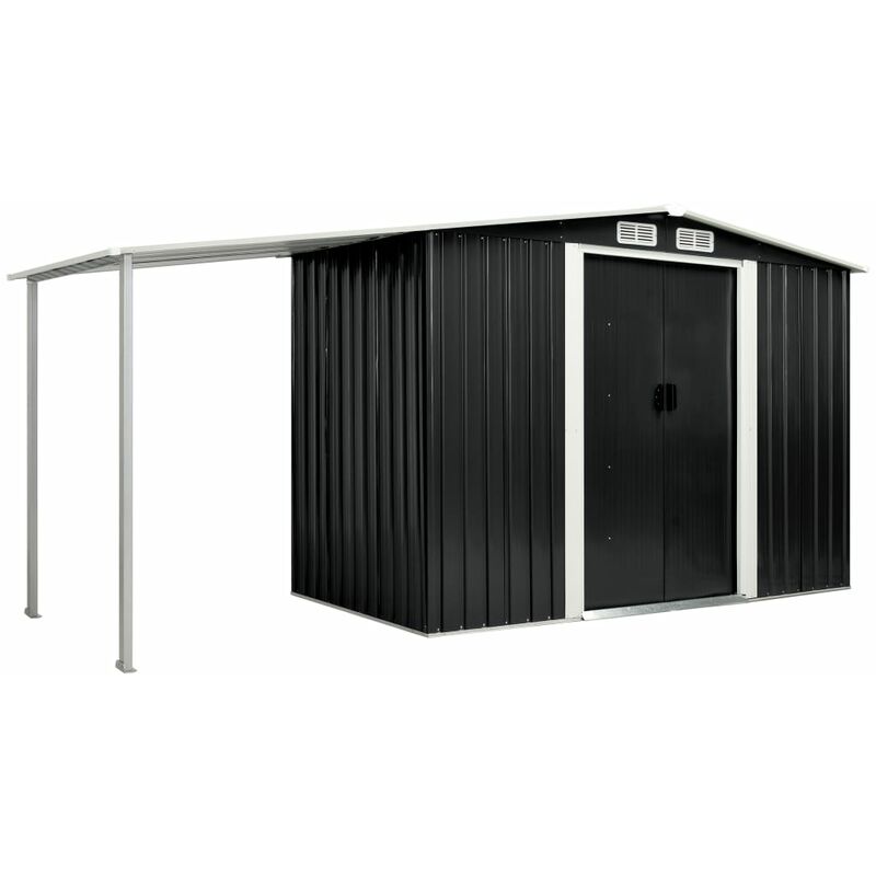 

Cobertizo jardín puertas correderas acero gris 386x131x178 cm - Gris
