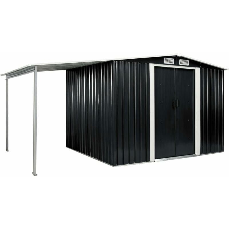

Youthup - Cobertizo jardín puertas correderas acero gris 386x205x178 cm - Gris