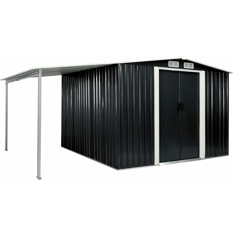 

Youthup - Cobertizo jardín puertas correderas acero gris 386x259x178 cm - Gris