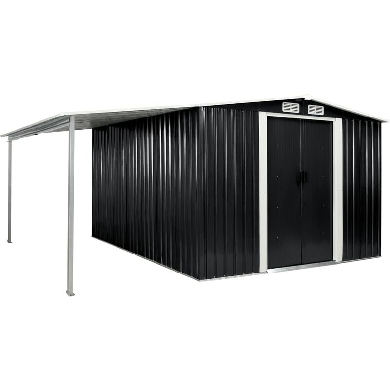 

Youthup - Cobertizo jardín puertas correderas acero gris 386x312x178 cm - Gris