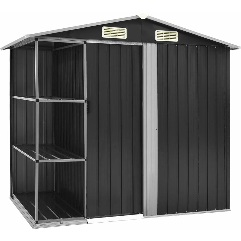 

Youthup - Cobertizo jardín y estantería hierro antracita 205x130x183 cm - Gris