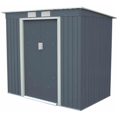 Caseta Metálica Gardiun Buckingham 2,43 m² Exterior 121x201x176 cm Acero Galvanizado Gris Antracita - KIS12999