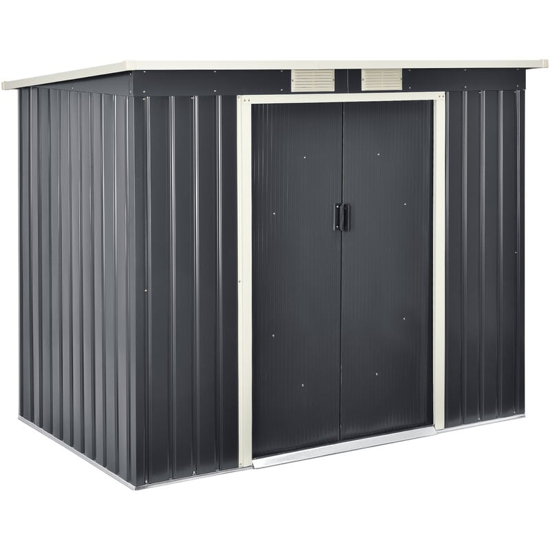 

Cobertizo para Almacenaje de Herramientas - 213 x 130 x 173 cm - Caseta para Jardín - Puerta Corredera de Dos partes - Hoja Galvanizada - con 2