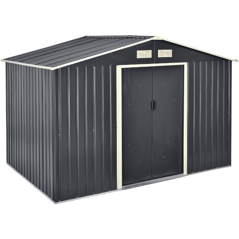 Cobertizo para Almacenaje de Herramientas - hoja galvanizada y metal 277 x 191 x 192 cm - Gris oscuro [en.casa]