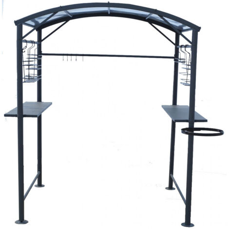 Cobertizo para barbacoa Carport BBQ en acero 167x128x202 con accesorios