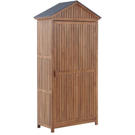 Cobertizo para herramientas de jardín de madera de acacia 200 x 100 cm armario de almacenamiento para exterior con estantes Savoca
