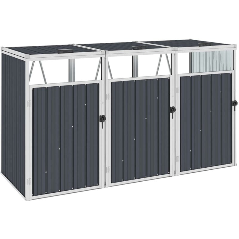 

Cobertizo triple contenedor basura acero antracita 213x81x121cm