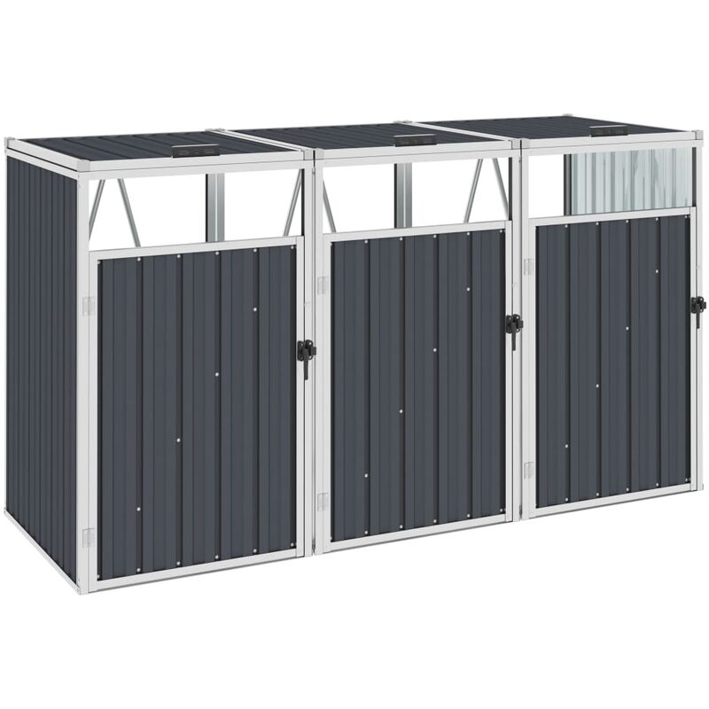 

Cobertizo triple contenedor basura acero antracita 213x81x121cm