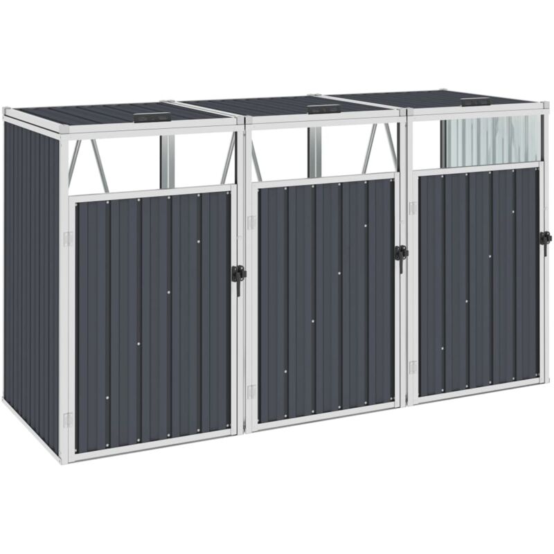 

Cobertizo triple contenedor basura acero antracita 213x81x121cm - Antracita - Vidaxl