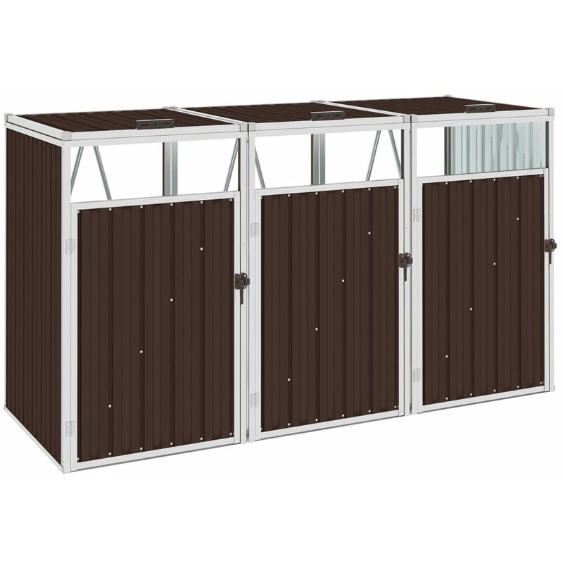 

Cobertizo triple contenedor de basura acero marrón 213x81x121cm - Marrón