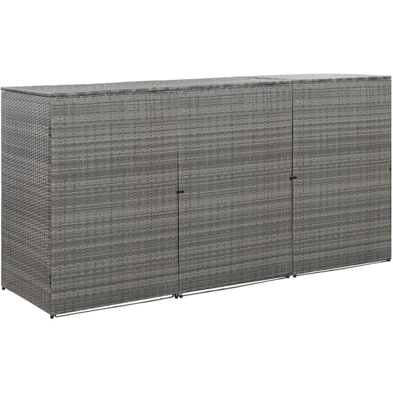 

Cobertizo triple cubo basura ratan PE antracita 229x78x120 cm
