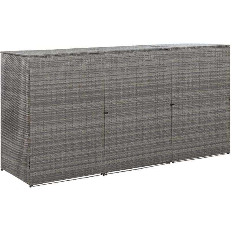 

Cobertizo triple cubo basura ratán PE antracita 229x78x120 cm