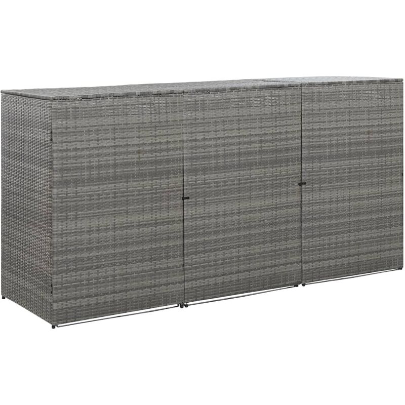 

Youthup - Cobertizo triple cubo basura ratán PE antracita 229x78x120 cm - Antracita