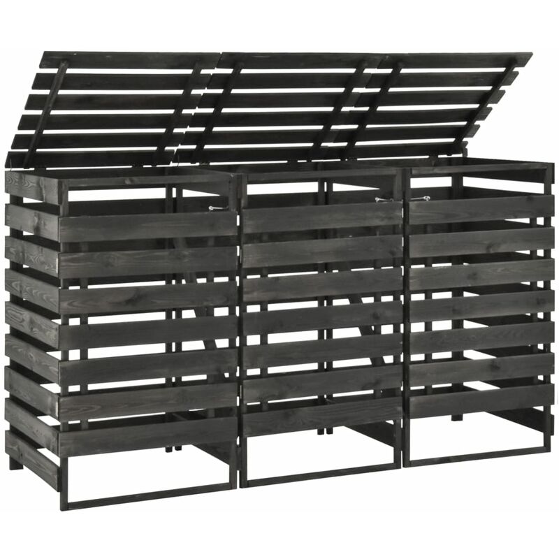 

Cobertizo triple cubos basura madera pino pintada 210x75x121cm