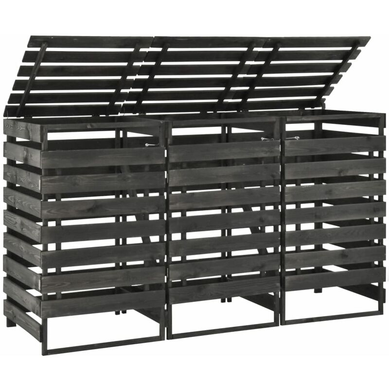 

Cobertizo triple cubos basura madera pino pintada 210x75x121cm