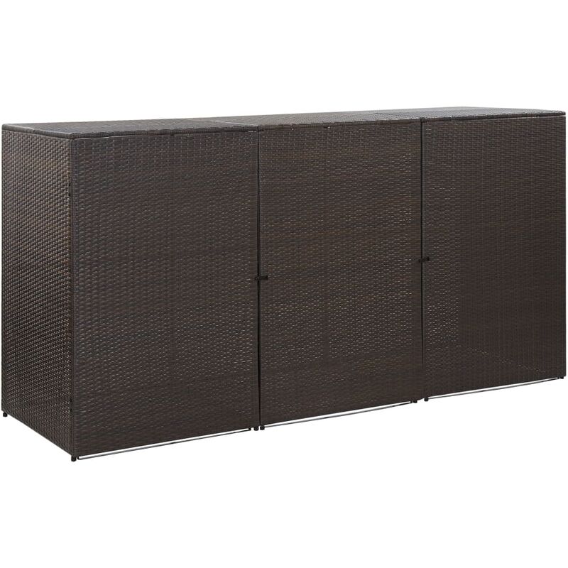 

Cobertizo triple de cubo basura ratán PE marrón 229x78x120 cm