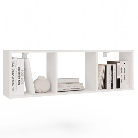 COBI - Estante mural de diseño moderno con 3 compartimentos - Blanco mate